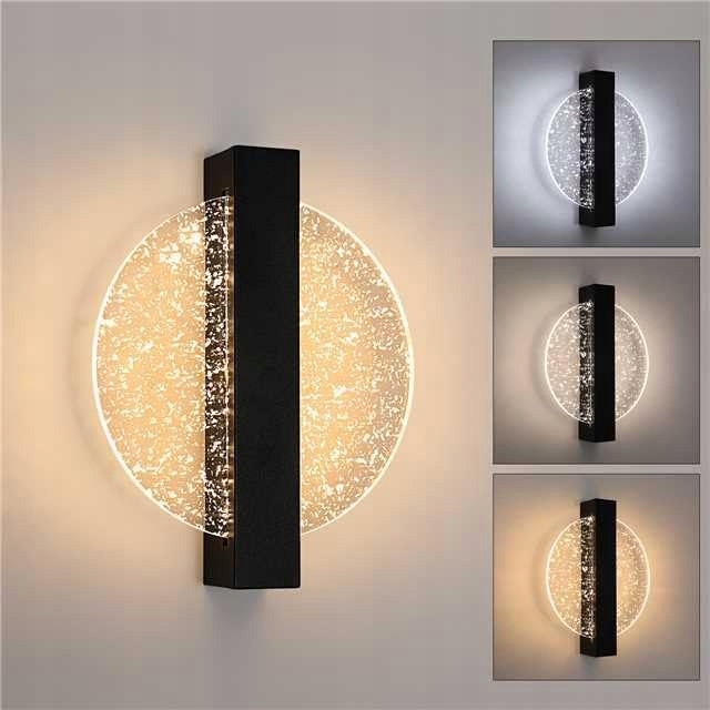 Elegantné čierne nástenné svietidlo s integrovaným 12 W LED zdrojom